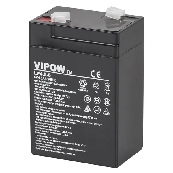 Acumulator gel plumb VIPOW 6V 4.5Ah, BAT0200