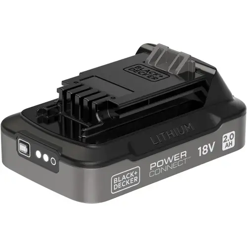 Acumulator Li-Ion 18V 2.0 Ah Black+Decker BDL2018S, compatibil cu toate uneltele POWERCONNECT, fara efect de memorie, indicator de incarcare LED, protectie supraincarcare si supraincalzire