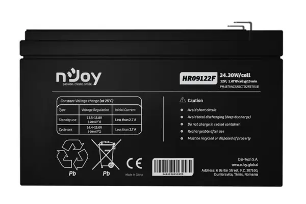 ACUMULATOR NJOY HR09122F 12V ACUMULATOR NJOY HR09122F 12V
