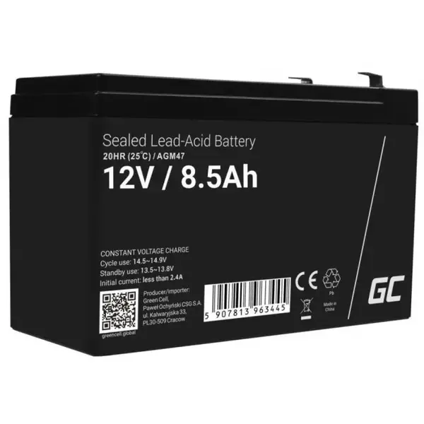 Acumulator plumb acid GreenCell 12V 8.5AH, terminal F2/T2, AGM47