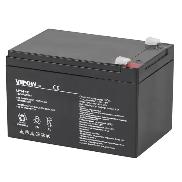 Acumulator stationar, AGM, VRLA 12v, 14AH, VIPOW, BAT0217