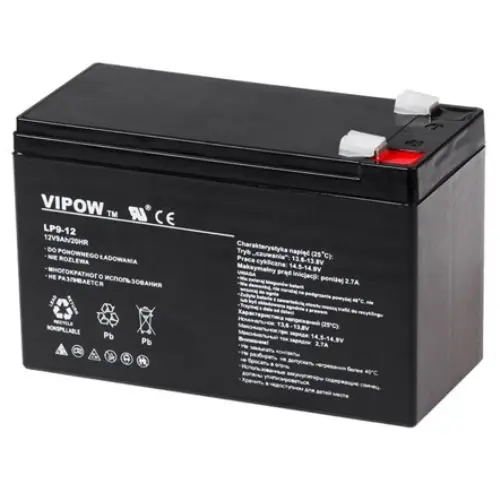 Acumulator stationar plumb-gel 12V 9Ah VIPOW BAT0228 pentru UPS, sisteme de alarma, supraveghere si pompe de stropit