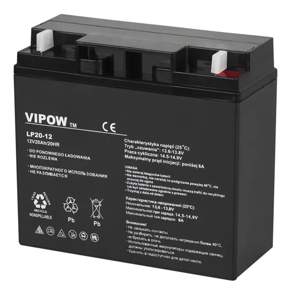 Acumulator stationar Vipow, AGM VRLA, 12V 20AH - BAT0218