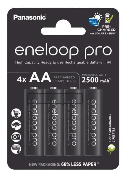 Acumulatori Panasonic Eneloop Pro AA, 2500mAh, 4 bucati
