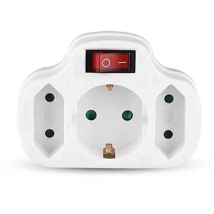 Adaptor 3 prize cu intrerupator 3X16A max 3500W V-TAC SKU-8806