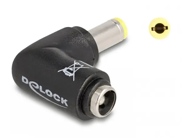 Adaptor alimentare DC 5.5 x 2.5mm T-M Unghi 90 grade, Delock 80795