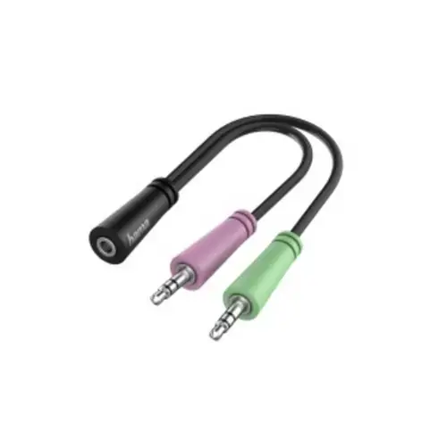 Adaptor audio Hama 200351, 2 x jack 3.5 mm, 1 x jack socket 3.5 mm
