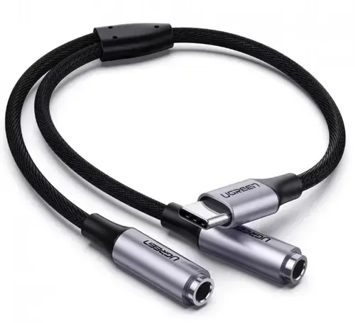 Adaptor Audio USB-C - 2 x 3.5mm UGREEN AV144, 0.20m, Gri