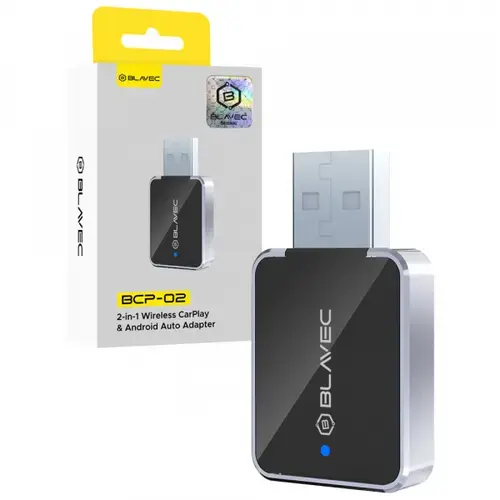 Adaptor Carplay / Android Auto Wireless Blavec BCP-02 pentru Apple iPhone / Android Series (Negru/Argintiu)