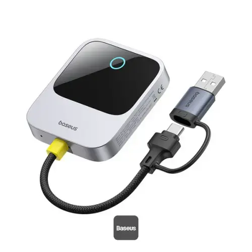 Adaptor carplay wireless Baseus SafeJourney, transforma conexiunea Apple carplay cu fir in wireless, BT 5.0, conexiune auto USB Type-C sau USB, C10745100813-00 (Gri)