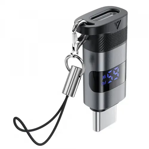 Adaptor Date si Incarcare USB-C - USB-C Acefast J9 Display (Gri)