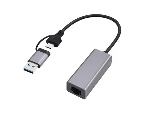 Adaptor de retea Gembird A-USB3AC-LAN-01, USB-A/USB-C (Gri)