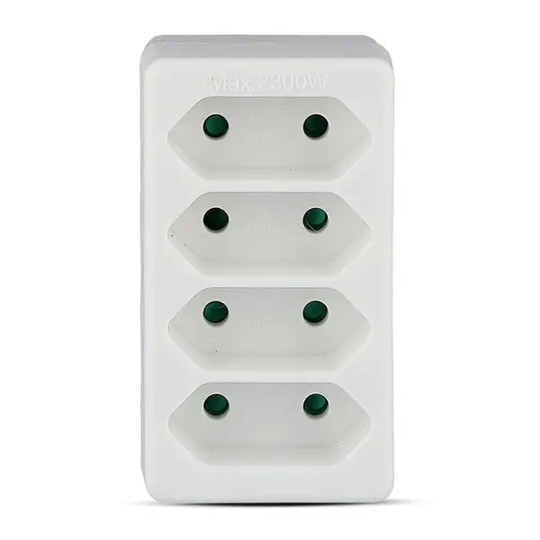 Adaptor electric cu 4 prize, 10A/2300W, 230V, IP20, V-TAC SKU-8803