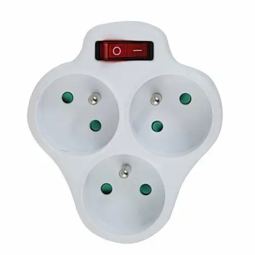 Adaptor Esperanza ELK304W, triplu stecher, switch ON/OFF, forma rotund (Alb)