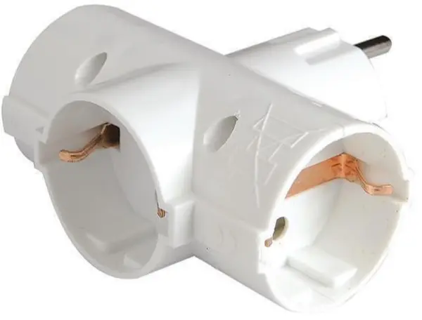 Adaptor EUROLAMP SA - 10335, 3 prize, vertical, alb