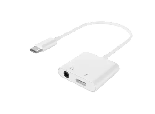 Adaptor Gembird A-CM-3.5FP-01, USB-C la Jack 3.5mm/USB-C (Alb)