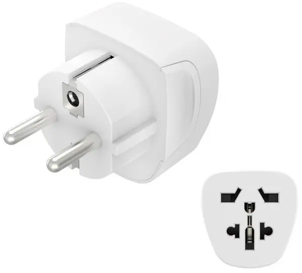 Adaptor Hama - Travel, Tip E și F/3-Pin, World/Europe, alb