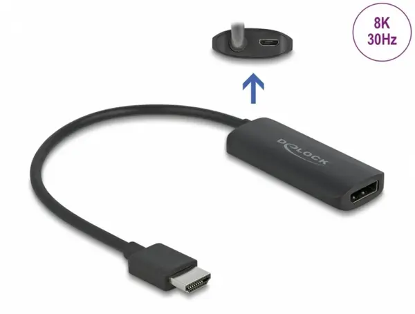 Adaptor HDMI la Displayport 8K30Hz T-M, Delock 64213