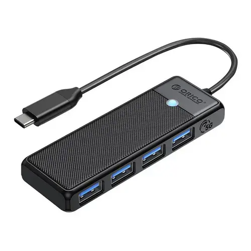 Adaptor Hub Orico 4-in-1 PAPW4A-C3-015-BK-EP, USB-C la 4x USB 3.0, 5 Gbps, Negru
