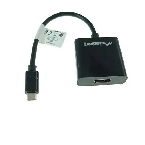 Adaptor Lanberg 41848, USB-C tata - HDMI mama, FHD, 2.7Gbps, cablu 15cm, Negru