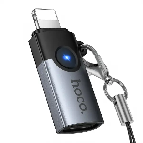 Adaptor OTG USB-C - Lightning HOCO UA46A, Gri