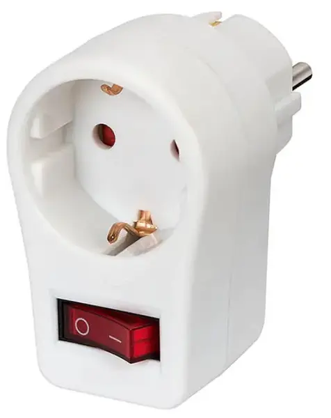 Adaptor priza Schuko Brennenstuhl 149930, cu intrerupator On/Off (Alb)