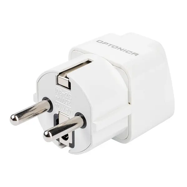 Adaptor priză UK la priză standard, 220V 10A 1000W, contacte cupru, alb, Optonica 9517
