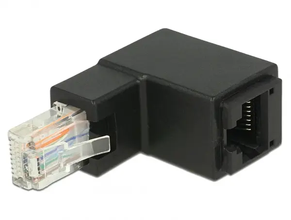Adaptor RJ45 UTP in unghi sus cat 6 T-M negru, Delock 86424