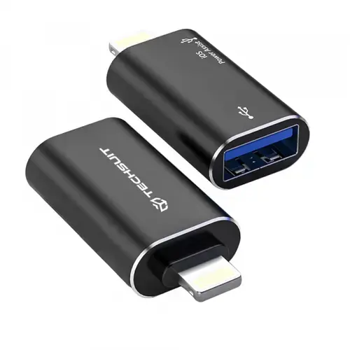 Adaptor Techsuit A18 AluVoltX, Lightning - USB-A (Negru)