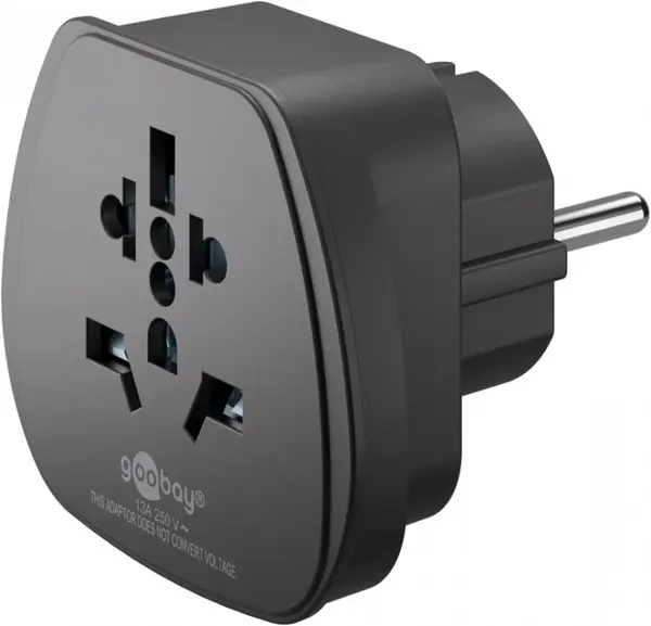 Adaptor universal UK, USA la Europa Negru, Goobay 94028