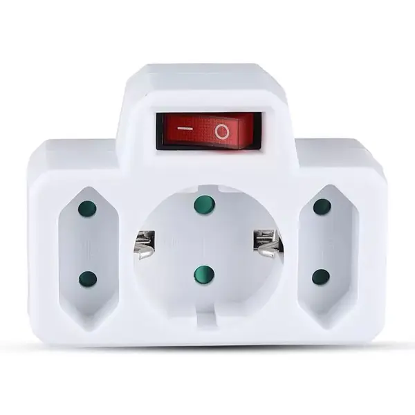 Adaptor V-tac, 3 prize cu intrerupator 2x2.5A si 1x16A max 3680W, SKU-8788