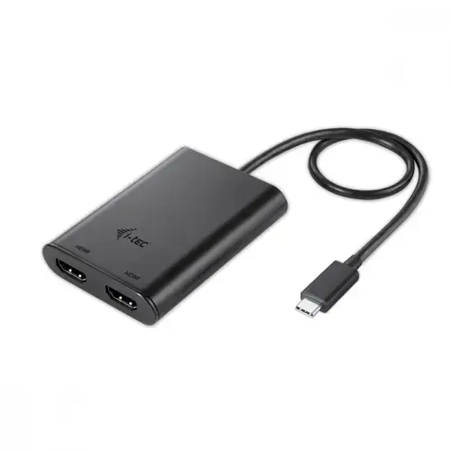 Adaptor video i-Tec C31DUAL4KHDMI, USB-C, Dual HDMI port 4K compatibil cu Thunderbolt 3, Negru