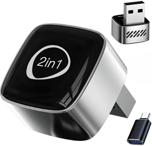 Adaptor Wireless CarPlay & Android Auto Techstar M5 2 in 1, USB Mini, BT + Wi-Fi 5GHz, Buton Comutare/Reset, Reconectare Automata, Plug & Play