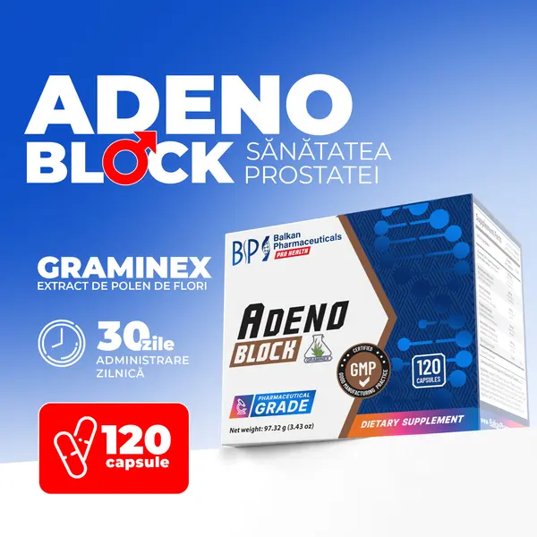 Adeno Block, Supliment Prostată cu Extract de Palmier Pitic, 120 Capsule