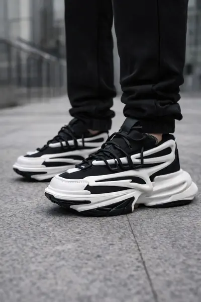 ADIDASI BARBATI SNEAKERS BLACK-WHITE ABBM3(063) (MĂRIME: 41)