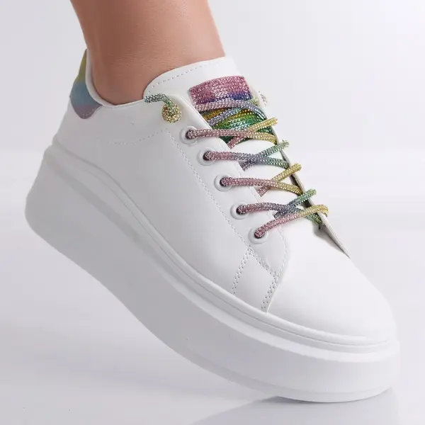 Adidasi dama Alb/Color din Piele Ecologica Silona