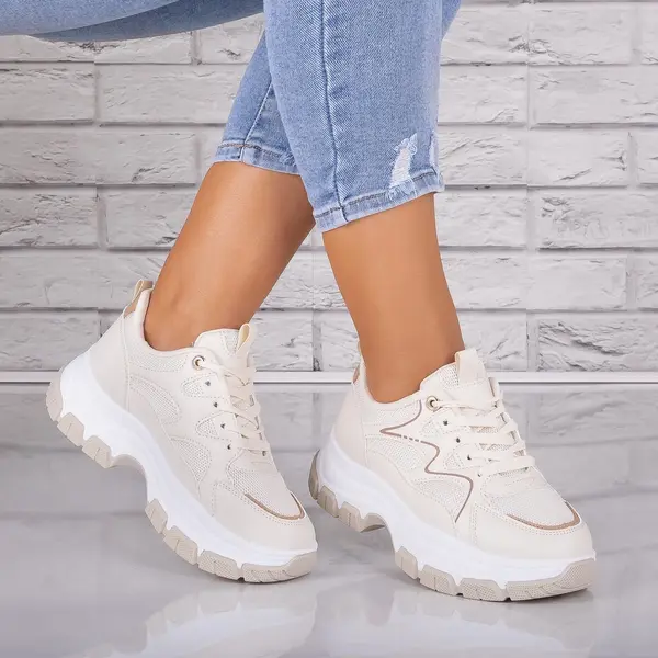 Adidasi dama Bej din Piele Eco/ Textil Arleta