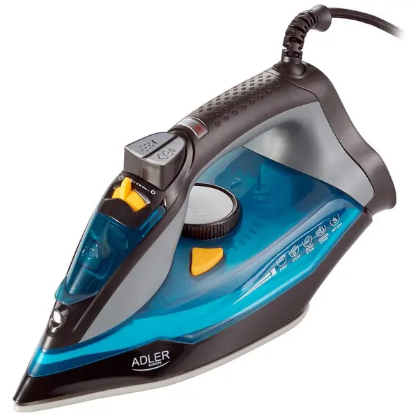 ADLER Fier de calcat Adler AD 5032, 2400 W, Talpa ceramica, Jet de abur 80 g/min, Debit de abur 45 g/min, Gri/Albastru