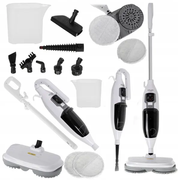 ADLER Mop rotativ Adler AD 7052, 3 puteri abur, 550ml, accesorii incluse, 5m cablu, Alb