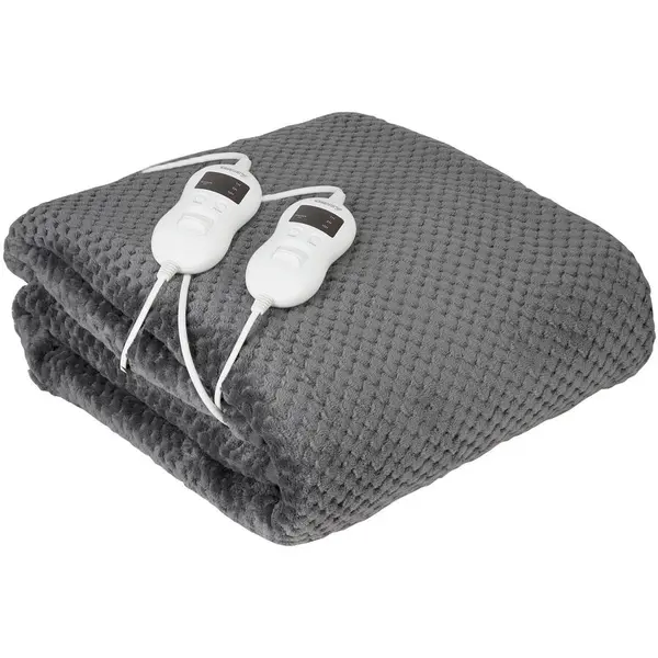 ADLER Patura Cu Incalzire Electrica, Camry, CR 7417, 150 x 160 cm, 2 x 60 W, Pentru Doua Persoane, Cu Telecomanda, 8 Nivele Temperatura, Timer, Polar, Gri