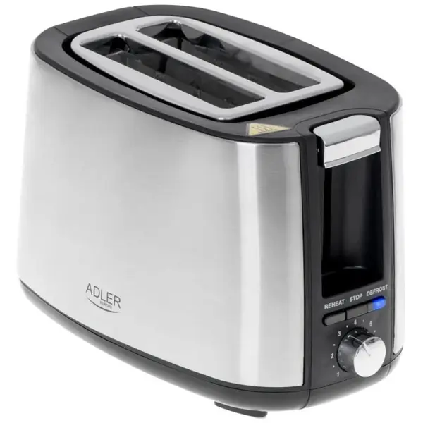 ADLER Prajitor de paine Adler AD 3214, 900 W, 7 Trepte de prajire , Argintiu