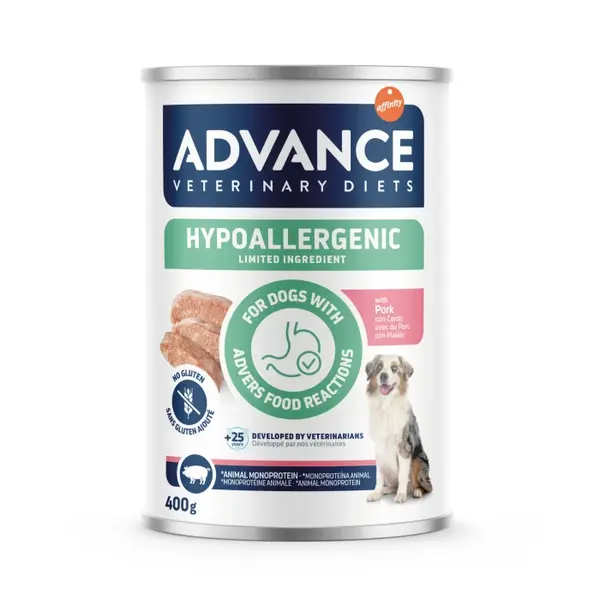 Advance, conserva hrana umeda dieta dog hypoallergenic cu porc - 400 gr