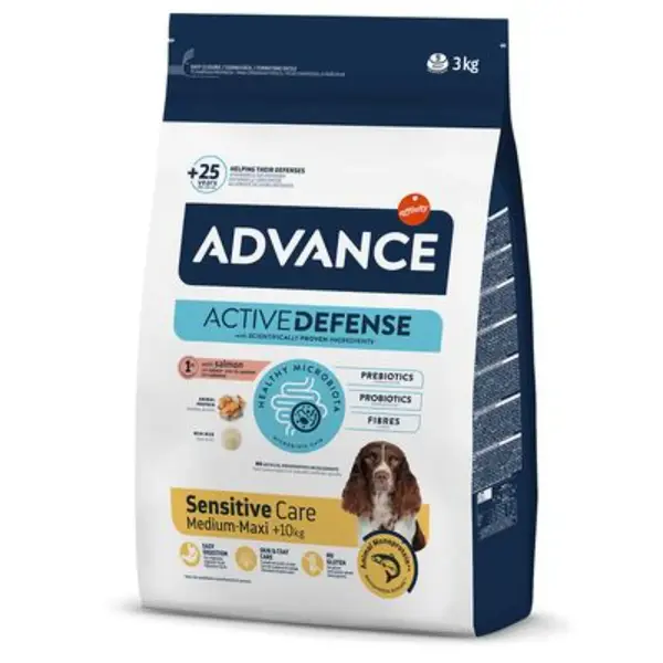 ADVANCE Sensitive Care Medium & Maxi, M-XL, Somon și Orez, hrană uscată câini, sistem digestiv, 12kg ADVANCE Sensitive Care Medium & Maxi, M-XL, Somon și Orez, hrană uscată câini, sistem digestiv, 3kg