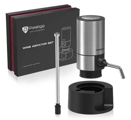 Aerator-Distribuitor de vin Prestigio PWA104ASB, Inox (Argintiu/Negru)