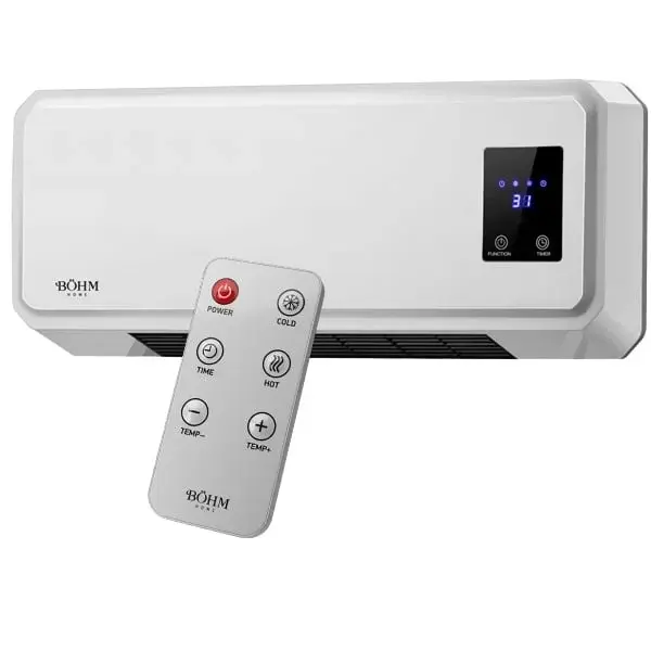 Aeroterma de perete cu telecomanda BOHM, 2 trepte putere 1000 2000W, timer, suprafata incalzire 20-25 m ²