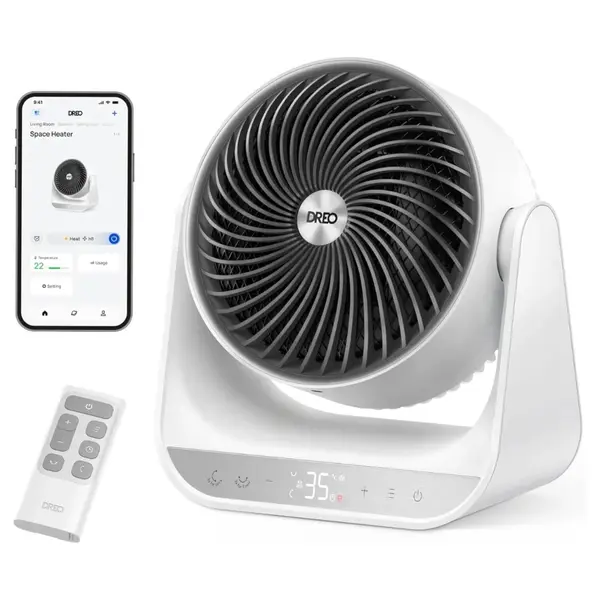 - Aerotermă Dreo 714S Smart, 2000W, Heater Ceramica, Termostat, Eco Mode, Functie Ventilator, Oscilatie 90°, Telecomanda, Alb