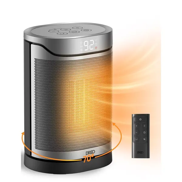 aeroterma dreo atom 318, 1500w, heater ceramica, termostat, eco mode, functie ventilator, oscilatie 70°, timer 12h, silentios,
