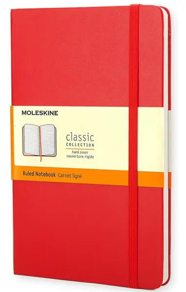Agenda cu coperta tare Moleskine Classic – Rosie, file liniate