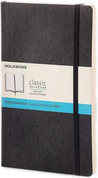 Agenda cu coperți broșate Moleskine Classic Dotted - Neagra, pagini cu puncte