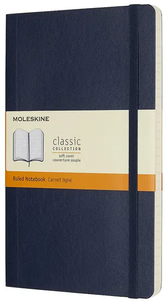 Agenda cu coperți broșate Moleskine Classic Ruled - Albastra, pagini liniate